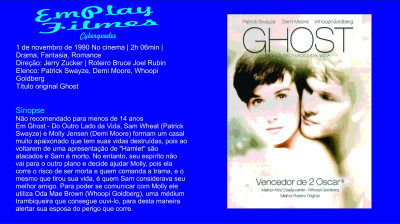 Ghost - Do Outro Lado da Vida (1990) Patrick Swayze, Demi Moore